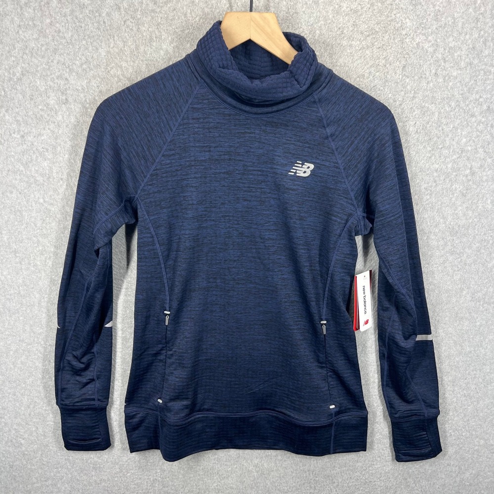 New Balance NB Heat Pullover Womens XS Blue Space Dye Running Shirt NWT
